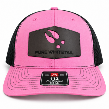 Pure Whitetail Buck Track Leather Patch - Pink/Black