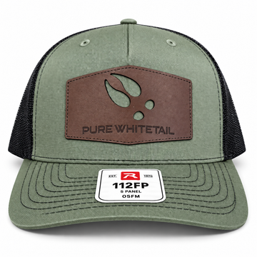 Pure Whitetail Buck Track Leather Patch - Olive Green/Black