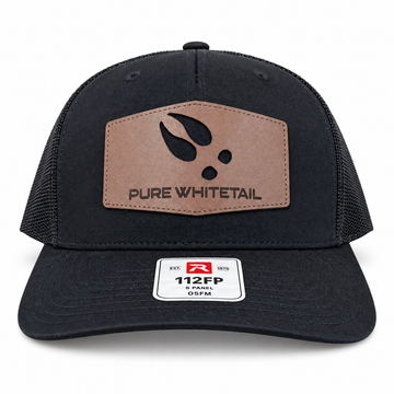 Pure Whitetail Buck Track Leather Patch - Black/Black