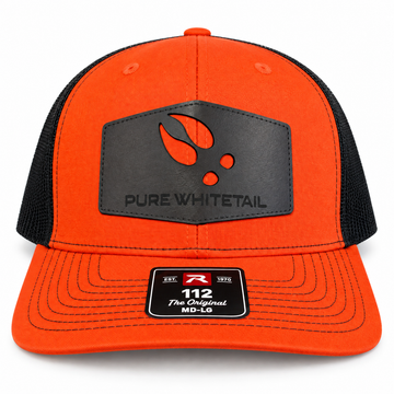 Pure Whitetail Buck Track Leather Patch - Orange/Black
