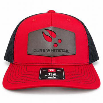 Pure Whitetail Buck Track Leather Patch - Red/Black