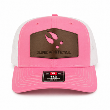 Pure Whitetail Buck Track Leather Patch - Pink/White