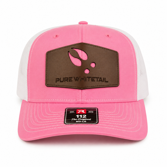 Pure Whitetail Buck Track Leather Patch - Pink/White