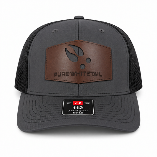 Pure Whitetail Buck Track Leather Patch - Grey/Black